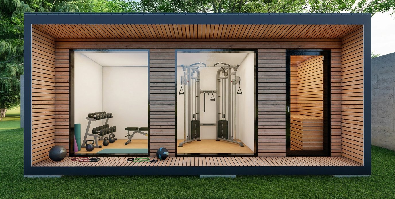 Home gym in a garden room, visualisation